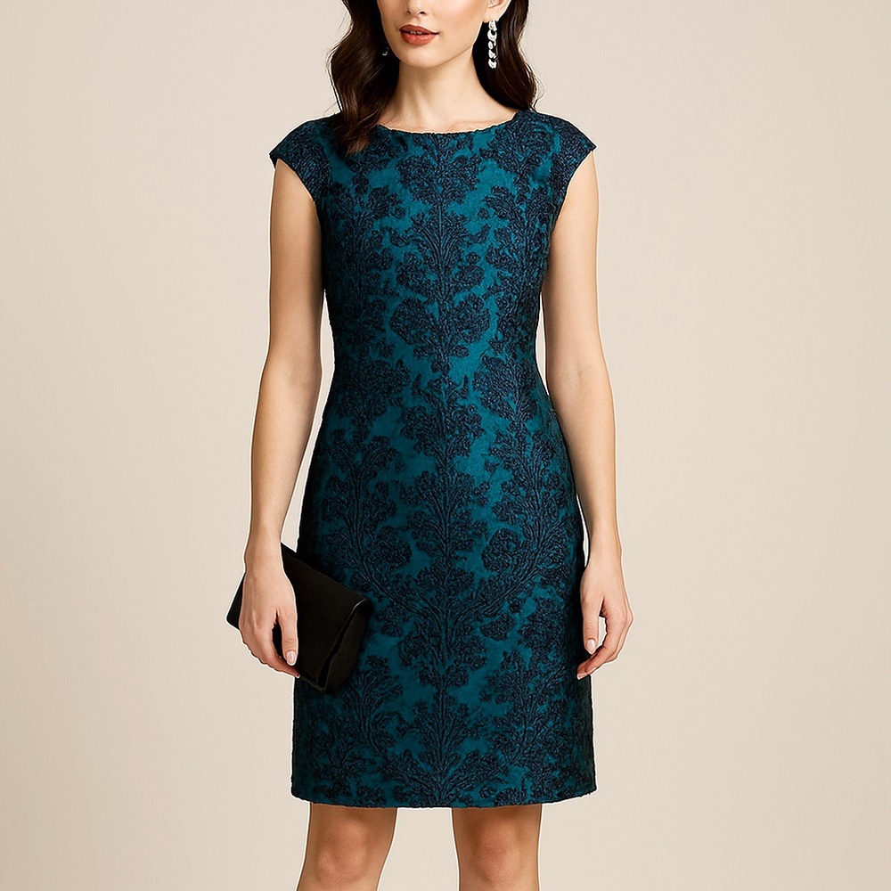 NWT Vince Camuto Emerald Green Black Lace Dress Size 6 Wedding Guest